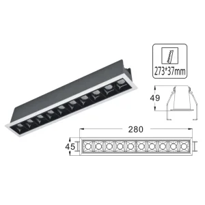 Contemporary Anti Glare Multi Head Linear Recessed Grille LED Spotlight Ceiling Light for Commercial Environments