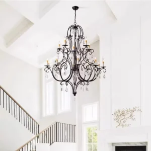 Contemporary Big Black Crystal Chandelier for Villa Living Room and Stair Lighting Elegant Pendant Lights