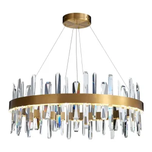 Contemporary Gold Ring Crystal Chandelier LED Pendant Light for Dining Room Home Decor