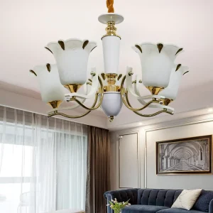 Contemporary Iron Glass Hotel Modern Ceiling Hanging Decorative LED Pendant Light Chandelier Middle Size