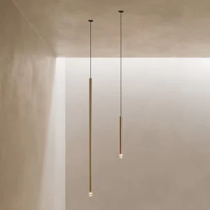 Contemporary Linear LED Chandelier with Acrylic Diffuser Gold Finish Metal Rods Ideal for Hotel Lobby & Grand Hall Lighting