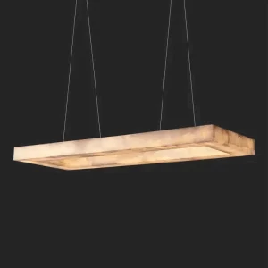 Contemporary Luxury Marble Alabaster Rectangular LED Linear Pendant Chandelier for Dining Room and Kitchen