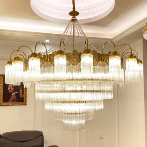 Contemporary Multi Size Customizable Indoor Glass Lampshade Pendant Lights Luxury Crystal Chandelier