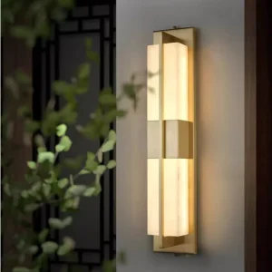 Copper Marble LED Wall Lamps Long Rectangle IP65 Waterproof Outside Wall Light for Villa Decorative Lighting