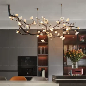 Copper Pendant Lighting Ceramic Flower Pendant Lamp Hotel Copper Chandelier Villa Staircase Luxury Chandelier