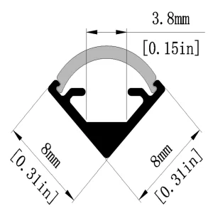 Corner Wide Aluminium Profile 8*8mm With PC Cover Clip and Endcaps LS 168