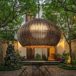 Courtyard Hanging PE Rattan Chandeliers & Pendant Lights Outdoor Waterproof
