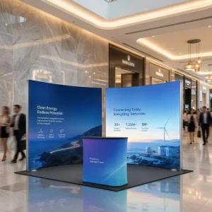 Creative C Shape Aluminum SEG Light Box Curved Profile Freestanding High Brightness Impact Resistant LED Exhibition Display