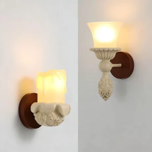 Creative Carving Decor Lamp for Corridor Aisle Background French Style Resin Wall Lamp Retro Minimalist Bedroom Bedside Light
