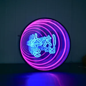 Creative Circular Lightbox Logo Abyss Thousand Layer Mirror Lightbox Neon Light Illuminated Advertisement Customization