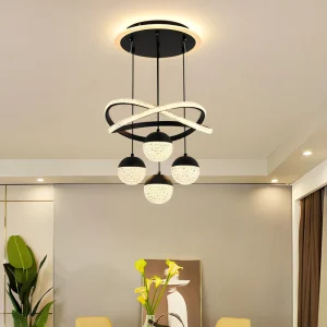 Creative Crystal Chandelier Modern Infinity Ring Pendant Light Adjustable Height Luxury Hanging Fixture for Villa Hotel Cafe
