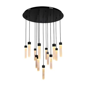 Creative Design Circular Combination Natural Selenite Stone Hanging Led Chandelier Pendant Light