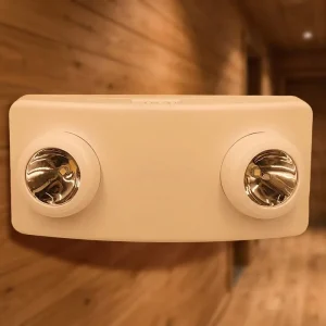 Creative Design Interior Wall Mounted Fire Safety Double Headed LED Emergency Light with Li ion Backup Battery Indoor Use