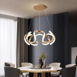 Creative Geometric LED Pendant Light Artistic Spiral Chandelier for Hotel Villa Lobby Indoor Lighting Project High End Interior