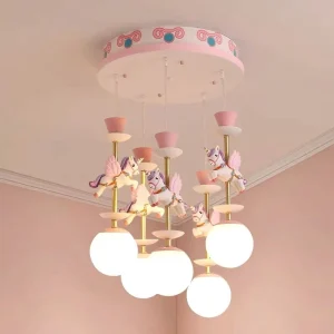 Creative Girl Room Horse Unicorn Kids Princess Chandelier Pendant Light for Children
