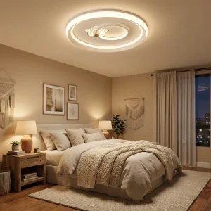 Creative Indoor Ceiling Lamp Elegant Glittering LED Lighting 3 Color Changeable for Master Bedroom Study Room Warm Lighting