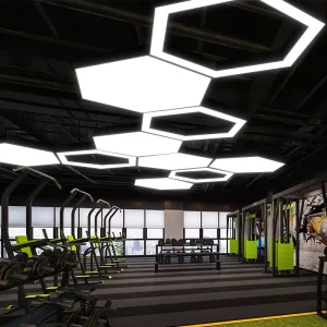 Creative Industrial Style Hexagonal Shape LED Linear Light Chandelier Honeycomb Combination for Office Internet Cafe Gym