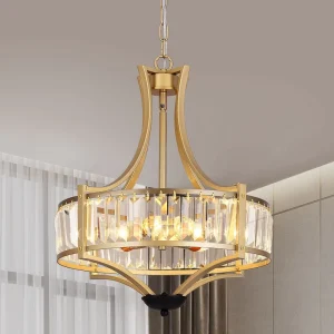 Creative Luxury Lantern Pendant Lamp E14 Bulb Dining Table Kitchen Island Bedroom Ceiling Crystal Chandelier Copper Color