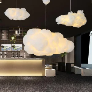 Creative Minimalist Custom Hotel Cloud Pendant Light Shopping Mall Cloud Remote Control Chandelier Light