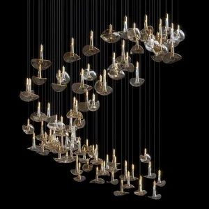 Creative Modern Luxury Glass Chandelier LED Pendant Ceiling Light Hotel Villa Staircase Decorative Fixture Lamp