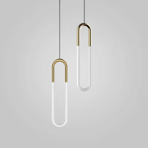 Creative Nordic Style U Shape Pendant Light Small LED Oval Chandelier Minimalist Ceiling Hanging for Bedside