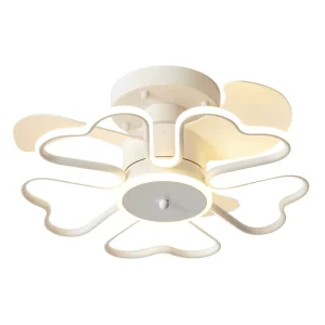 Creative Petal Shaped Ceiling Fan with Light Invisible Retractable Blades DC Motor Quiet Powerful for Dining Room