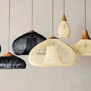 Creative Rattan Woven Small Hanging Pendant Light Chandelier for Living Dining Rooms Southeast Asian Style