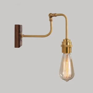 Cross border Japanese style Walnut Brass Bedside Wall Lamp Glass Shade Edison LED Minimalist Vintage Vanity Light for Living