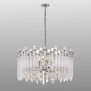 Crystal Chandelier Brass Pendant LED Hanging Light for Living Room Dining Room Hotel 110V