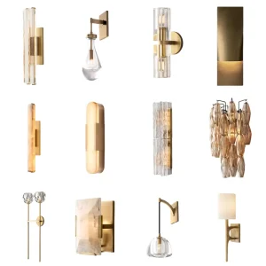 Crystal Glass Alabaster Wall Lamp for Living Room Bedroom