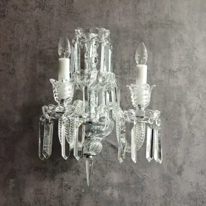 Crystal Wall Sconce Two Candle Style Glass Lamp for Hotel Villa Living Room Wall Lighting