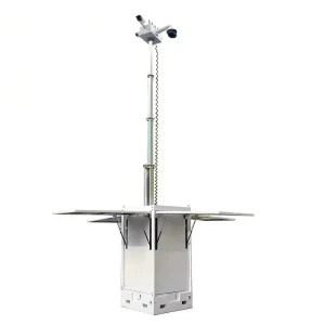Cube Solar CCTV Tower with 4MP HD Cameras 6M Mast White for Parking Lot Surveillance