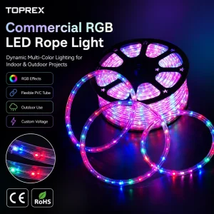 Custom 13mm DMX RGB Smart LED Flat Rope Light IP65 Waterproof 3-Wire for Commercial Outdoor Projects