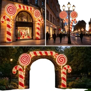 Custom 3D Candy LED Motif Light Large Size Waterproof Holiday Lighting Shopping Mall Outdoor Christmas Display Decor Lamp