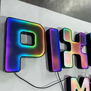 Custom 3D RGB LED Illuminated Stainless Steel Channel Letter Signage Outdoor Business Front Lit Electronic Advertising Sign
