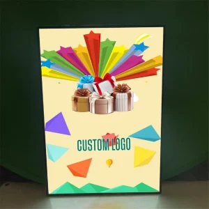 Custom Acrylic LED Menu Board Advertising Light Boxing with Hanging Aluminum Frame Rectangle Shape Decorative Design