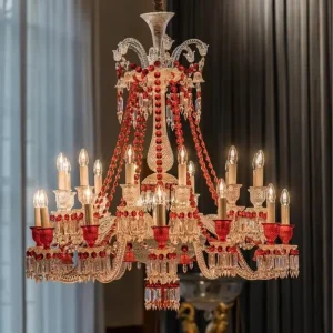 Custom Artistic Crystal Candle Chandelier with LED Lighting Design for Luxury Residential and Commercial Interior Projects