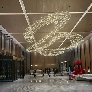 Custom Artistic Crystal Chandelier Architectural Decorative Lighting for Hotel Lobby Luxury Hospitality Commercial Decorative