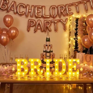 Custom Bride Large LED Letter Lights Sign Battery Powered Table Decor for Wedding Party Women Bachelorette Supplies