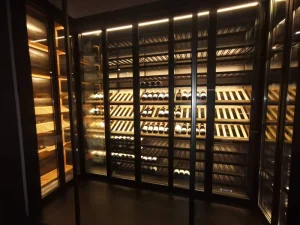 Custom Built-in Stainless Steel Wine Display Cabinet With LED Light