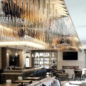 Custom Ceiling Gold Chandelier Large Restaurant Ceiling Modern Chandelier Smart Lights