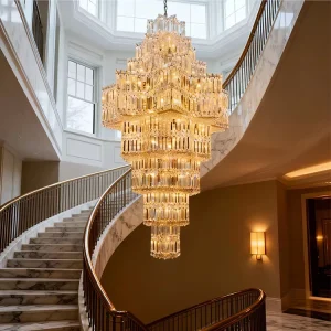 Custom Chandelier Pendant Lights Hotel Staircase LED Design Villa Decorative Ceiling Hanging Luxury Modern K9 Crystal Chandelier
