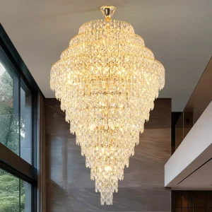 Custom Crystal Chandelier for Living Room Elegant Hollow Hall Lighting Fixture Pendant & Chandeliers Collection