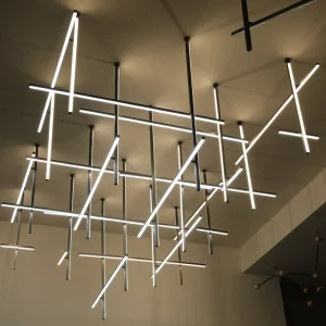 Custom DIY Modular Linear LED Chandelier Modern Pendant Light for Villa Hotel Lobby Restaurant Airport Project Lighting