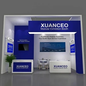 Custom Design 10x20ft Modular Wood Display System High End Corporate Pavilion with Integrated Lighting