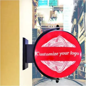 Custom Double Sided LED Light Boxes 360 Degree Rotation Illuminated Billboard for Store Advertising LightBox Round Rotating