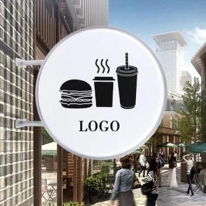 Custom Double Sided Outdoor Circular Illuminated LED Light Box Personalized Advertising Light Box for Business Cafe Bar Hotel