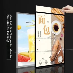 Custom Eco Friendly Rectangle Aluminum Frame Tempered Glass Restaurant Light Box