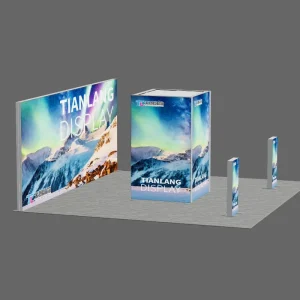 Custom Exhibition Booth System with Central Storage Area Modular Light Box Display for Brand Promotion