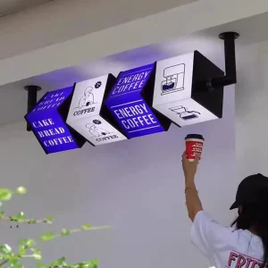 Custom Freestanding Acrylic & Stainless Steel LED Light Box with Custom Design for Companies Bars Directional Advertising